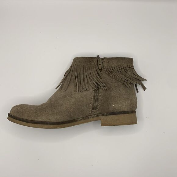Lucky brand Galley style fringe brown suede ankle booties woman’s size 7.5 - Picture 5 of 9